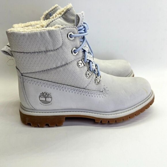 Timberland 6-inch Premium Waterproof Boot Women's Size 6 In Light Grey Nubuck - Picture 3 of 16